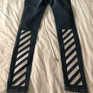 Off-White Pinstripe Skinny Jeans